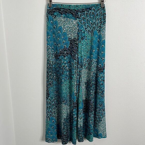 Dream Dance peacock flare pants.  Size small.  Sequin bling dotted throughout. - Picture 3 of 9